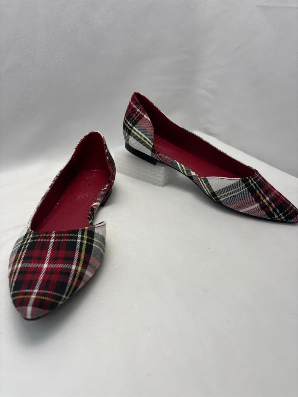 Isaac Mizrahi‎ Amaya D’Orsay Tartan Red Plaid Pointed Toe Flats Women’s 8 - #413